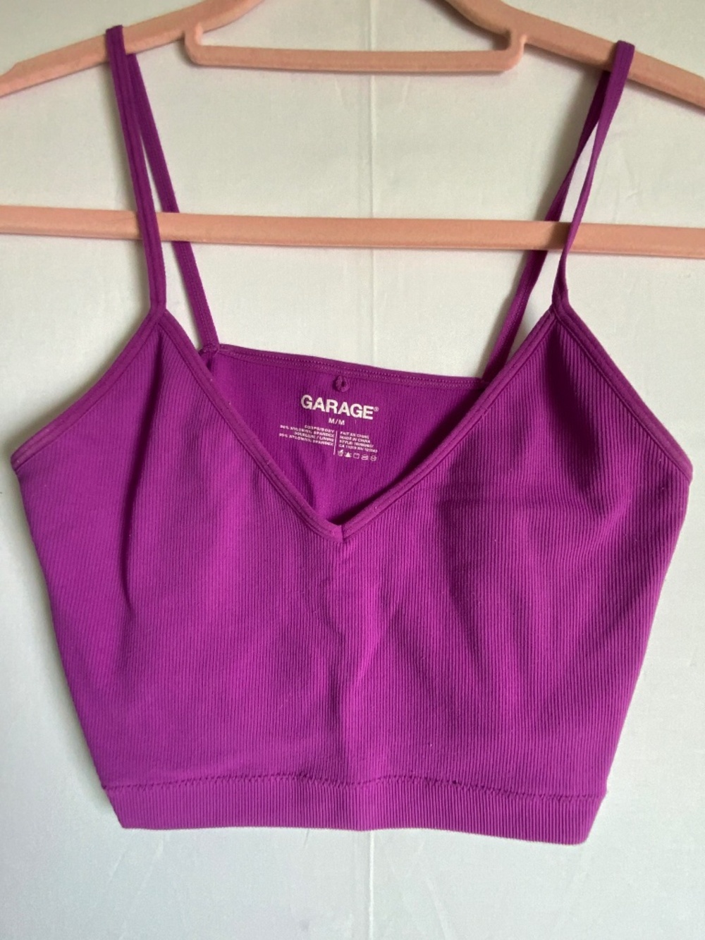Garage Purple Seamless Ribbed V-Neck Camisole Crop Tank Top M